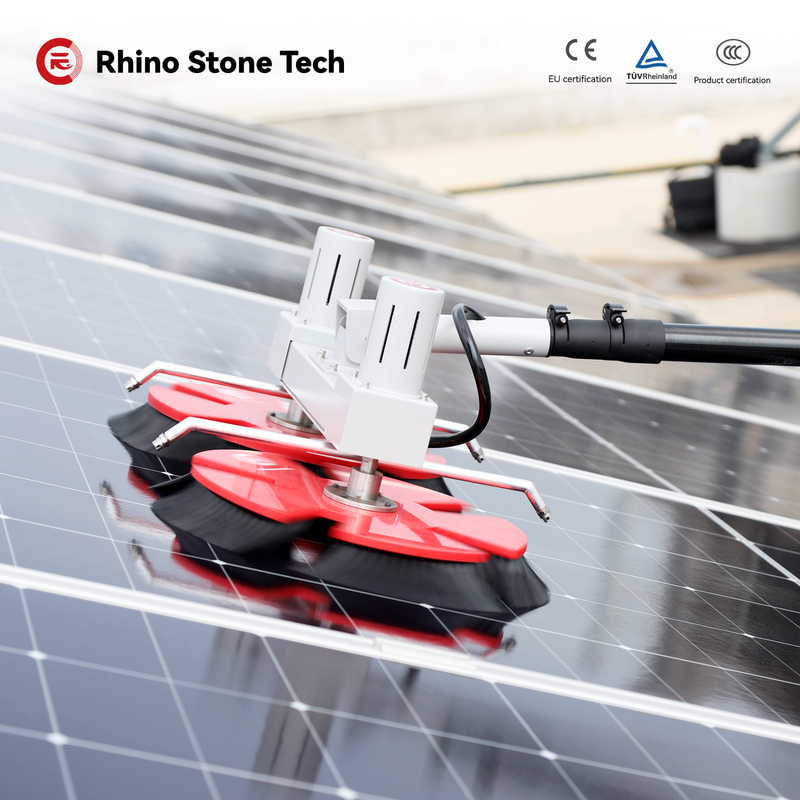 Dual Disc Solar Module Cleaning Wiper Battery Powered Maintaining Solar Panels 7.5 Meters