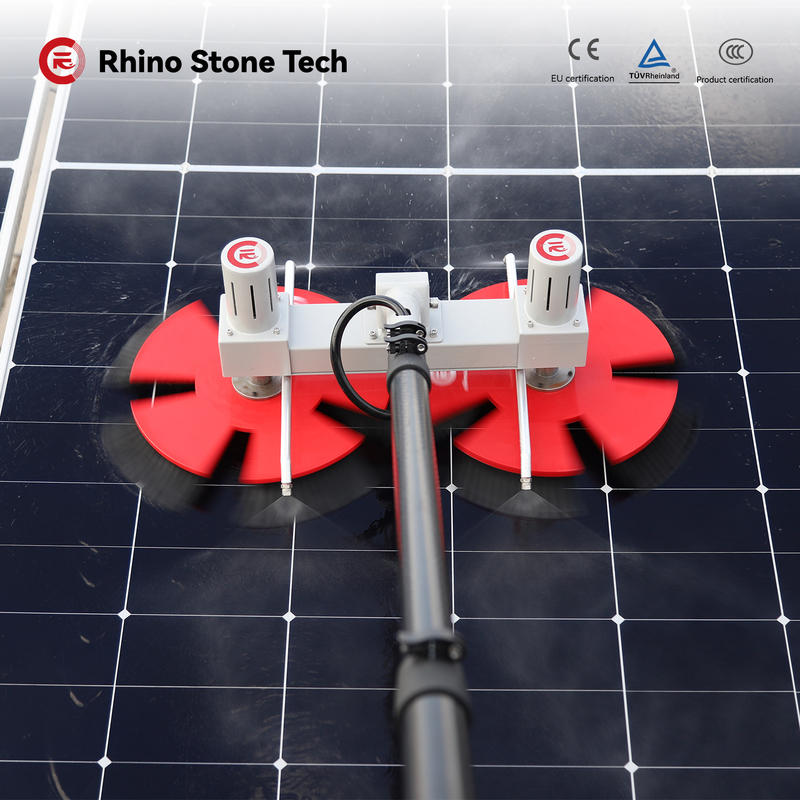 Dual Disc Solar Module Cleaning Wiper Battery Powered Maintaining Solar Panels 7.5 Meters
