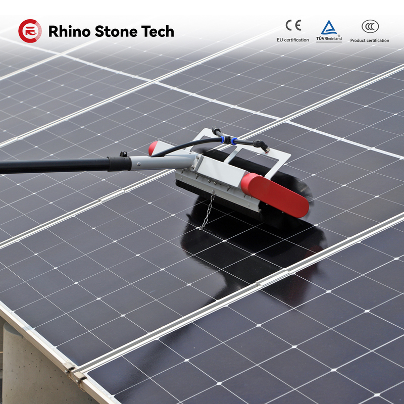 Single Roller Solar Panel Washer Brush Replaceable  Solar Panel Cleaning Brush And Pole 3.6m