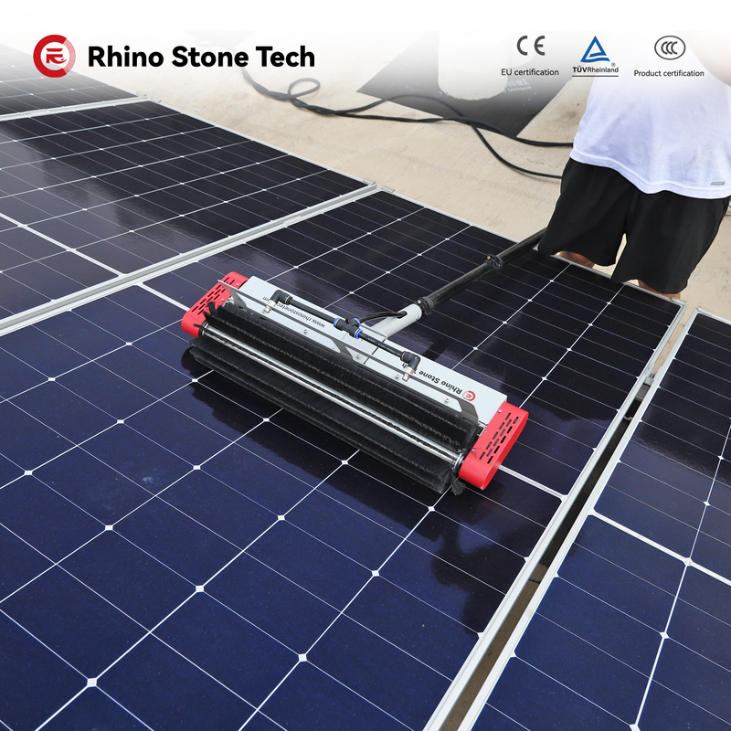 Single Roller Solar Panel Washer Brush Replaceable  Solar Panel Cleaning Brush And Pole 3.6m