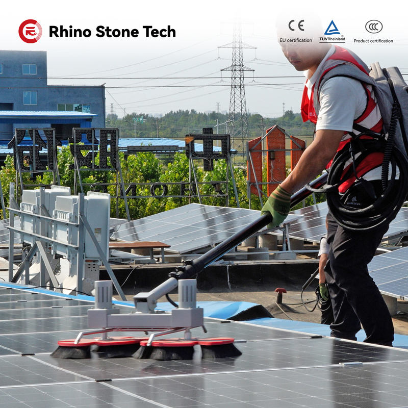 5.4m 7.5m Solar Panel Rotating Brush  Lithium Ion Battery Solar Panel Cleaning Pros