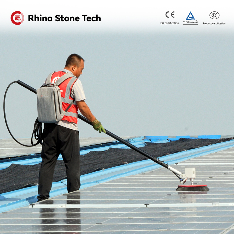Lithium Battery Powered Solar Panel Cleaning Brush Carbon Fiber 3.6m 5.4m 7.5m Solar Panel Washer Brush