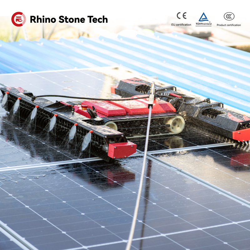 Remote Control Crawler Cleaner, Waterproof Modular Photovoltaic Cleaning Robot with Sensors for Solar Arrays, Semi-Automatic Solar Panel Cleaning System