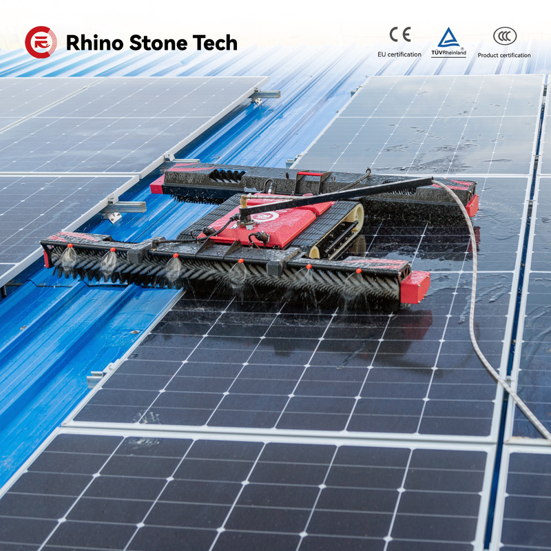 Remote Control Crawler Cleaner, Waterproof Modular Photovoltaic Cleaning Robot with Sensors for Solar Arrays, Semi-Automatic Solar Panel Cleaning System