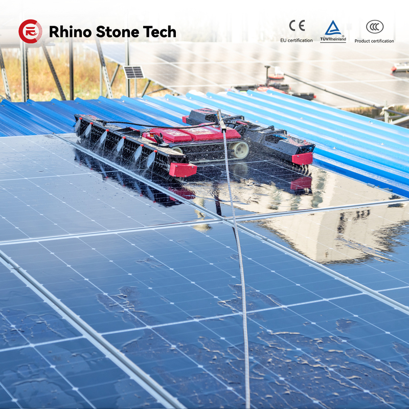 Automatic Remote Control Solar Panel Cleaning Crawler Robot for PV Power Dust Removal Solution Tools