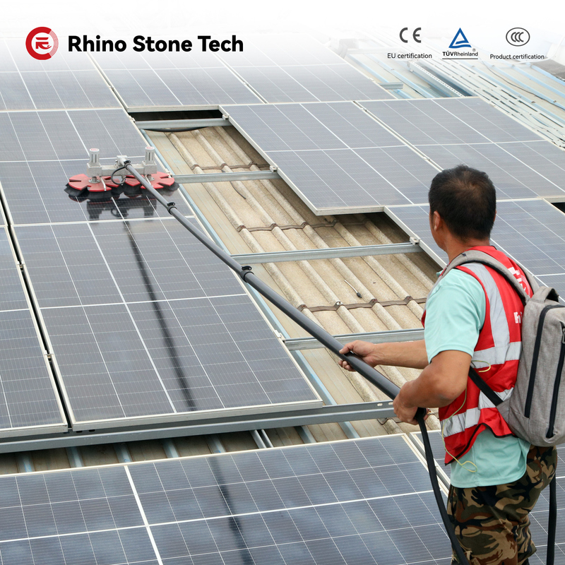 Water Fed Double Head Electric Solar Panel Rotating Cleaning Brush Kits PV Energy System Dust Removal Solar Farm