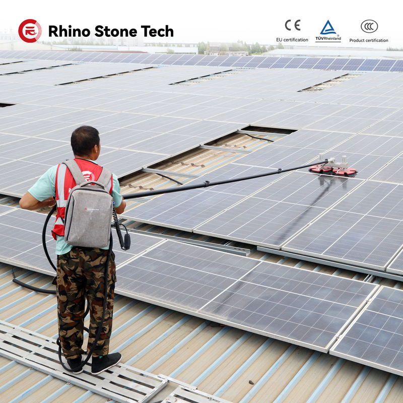 Water Fed Double Head Electric Solar Panel Rotating Cleaning Brush Kits PV Energy System Dust Removal Solar Farm