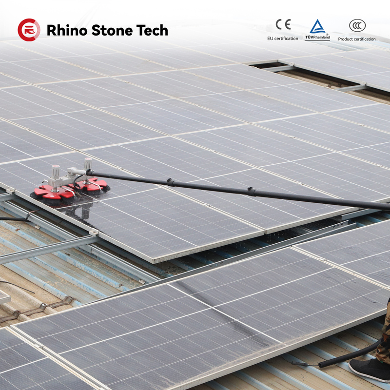 Solar Panel Cleaning Tools Extending Water Fed Wash Brush Spin Scrubber Equipment Powered Brush Systems