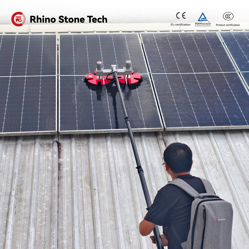 Dual Disc Solar Panels Cleaning Brush Rooftop/Mountain/Farming /BIPV Systems PV Array Units Washing Toolings Kit