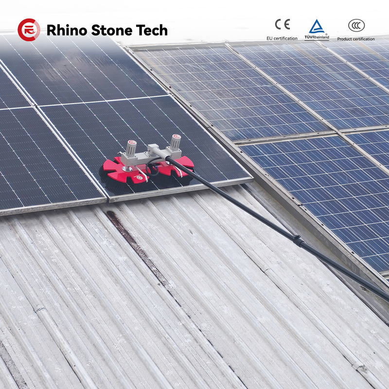 Dual Disc Solar Panels Cleaning Brush Rooftop/Mountain/Farming /BIPV Systems PV Array Units Washing Toolings Kit