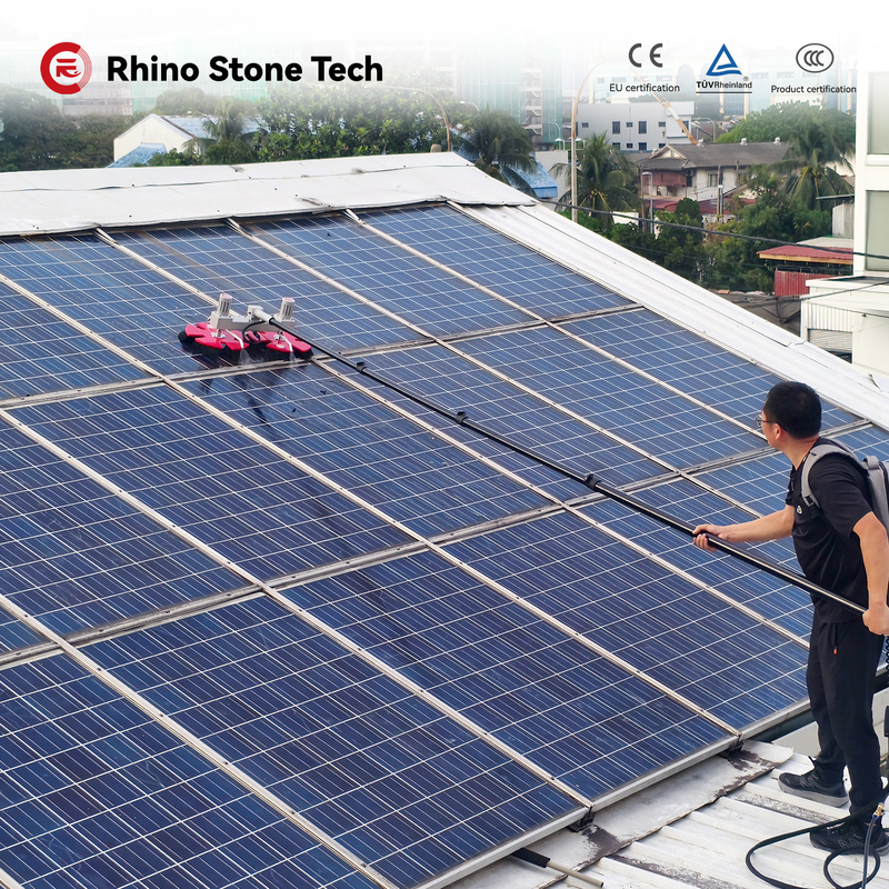 Dual Disc Solar Panels Cleaning Brush Rooftop/Mountain/Farming /BIPV Systems PV Array Units Washing Toolings Kit