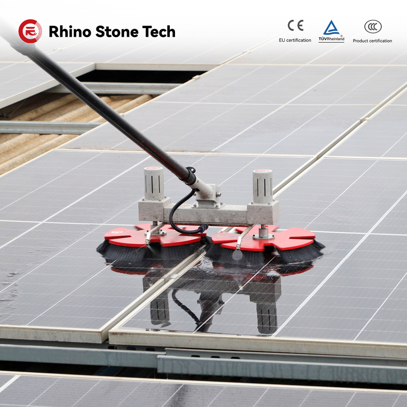 Pair Balanced Disc Photovoltaic Panels Cleaning Brush Solar Power Dust Removal System Solution PV Array Deep Washing Cleaner