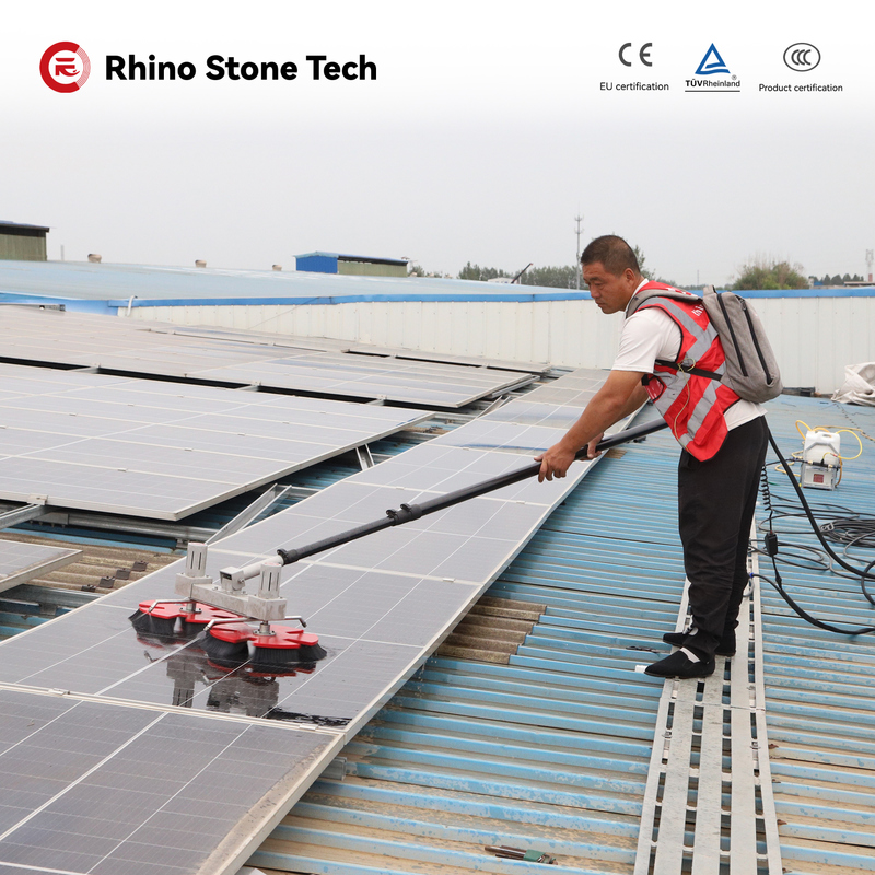 Pair Balanced Disc Photovoltaic Panels Cleaning Brush Solar Power Dust Removal System Solution PV Array Deep Washing Cleaner