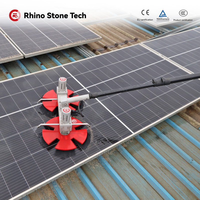 Pair Balanced Disc Photovoltaic Panels Cleaning Brush Solar Power Dust Removal System Solution PV Array Deep Washing Cleaner