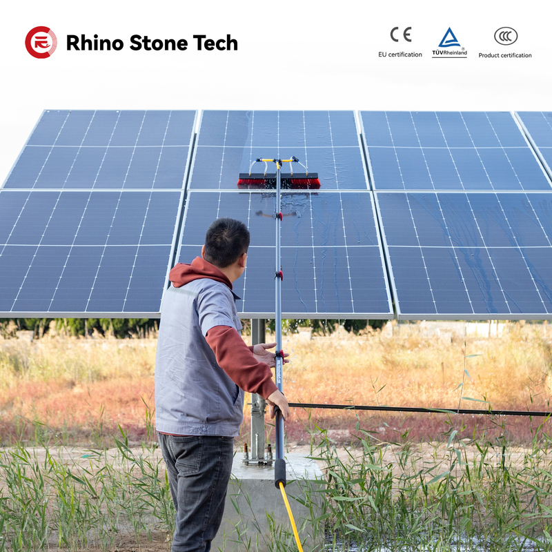 Retractable Aluminum Pole Telescopic Solar Panel Cleaning Brush with Water Fed Pole for Window Cleaning