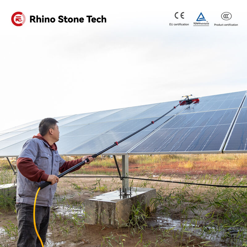 Retractable Aluminum Pole Telescopic Solar Panel Cleaning Brush with Water Fed Pole for Window Cleaning