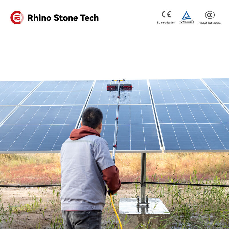 Retractable Aluminum Pole Telescopic Solar Panel Cleaning Brush with Water Fed Pole for Window Cleaning