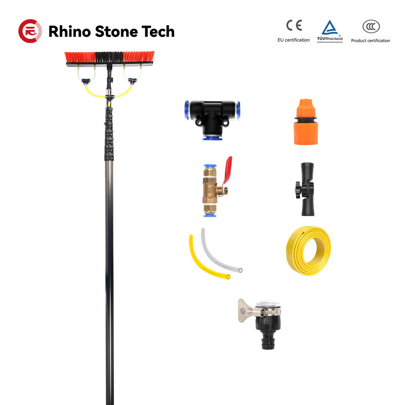 Upgraded Version Carbon Fiber Telescopic Window Cleaning Water Fed Pole Brush with Multi-Functional Telescopic Washing