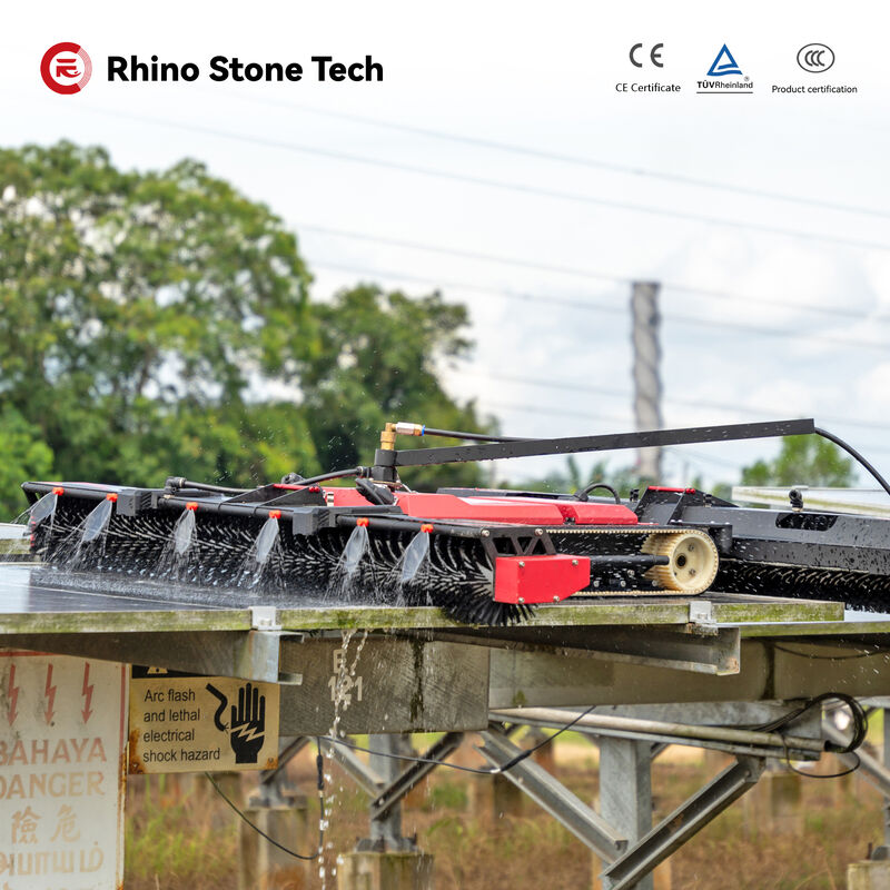 Semi Automatic Dual Brush Solar Panel Cleaning Machine with Remote Control for PV Farms