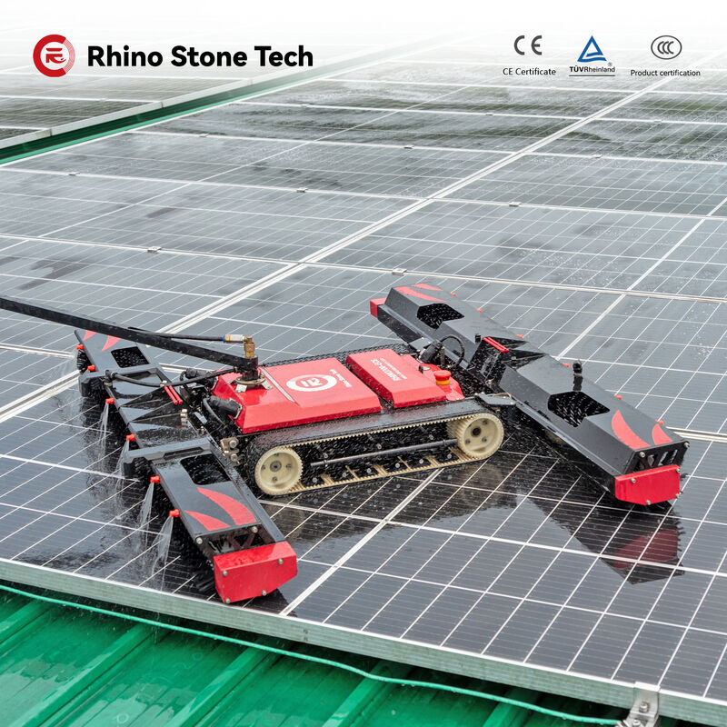 Semi Automatic Dual Brush Solar Panel Cleaning Machine with Remote Control for PV Farms