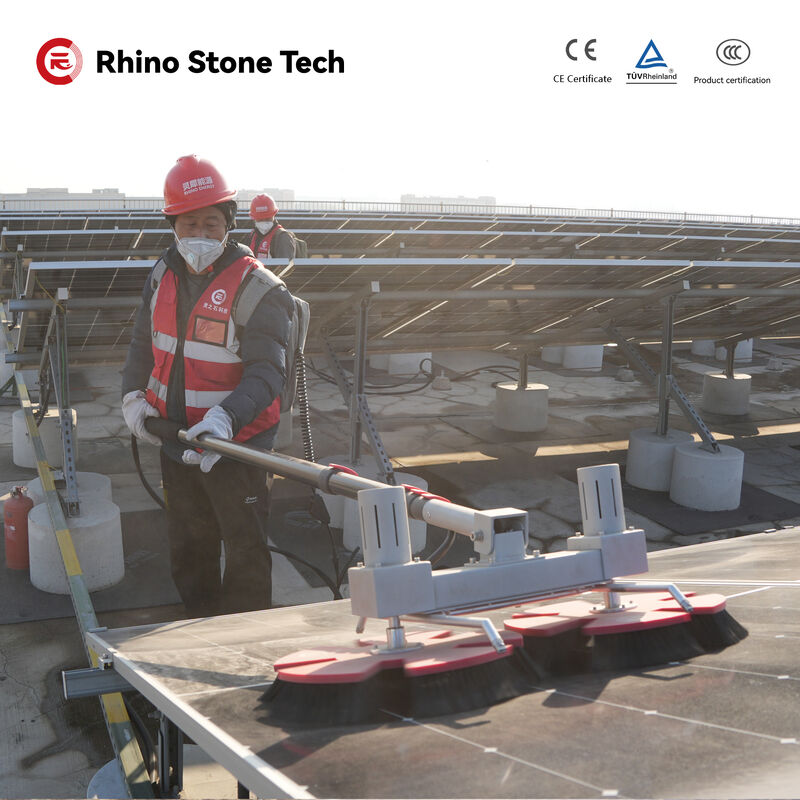 Lithium Battery Double Head Solar Panel Dry & Wet Cleaning Robot Machine Rooftop/Wooden Deck/Solar Farming PV Washing Brush Photovoltaic Surface Cleaner