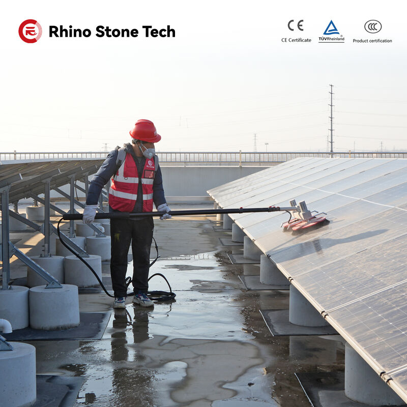 Dual Disc Photovoltaic Panels Cleaner Rotary Solar Cleaning Brush with Lithium Battery 3.6m 5.4m 7.5m Carbon Fiber Telescopic Rod