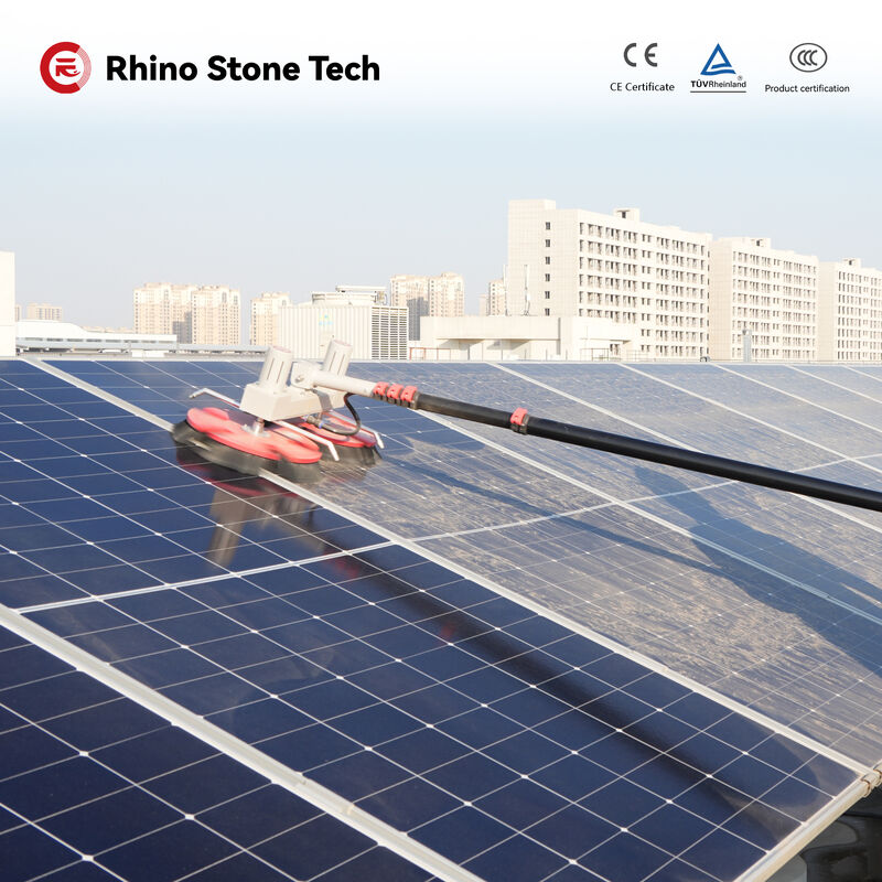 Dual Disc Photovoltaic Panels Cleaner Rotary Solar Cleaning Brush with Lithium Battery 3.6m 5.4m 7.5m Carbon Fiber Telescopic Rod