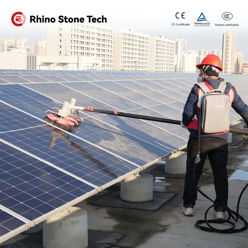 Dual Disc Photovoltaic Panels Cleaner Rotary Solar Cleaning Brush with Lithium Battery 3.6m 5.4m 7.5m Carbon Fiber Telescopic Rod