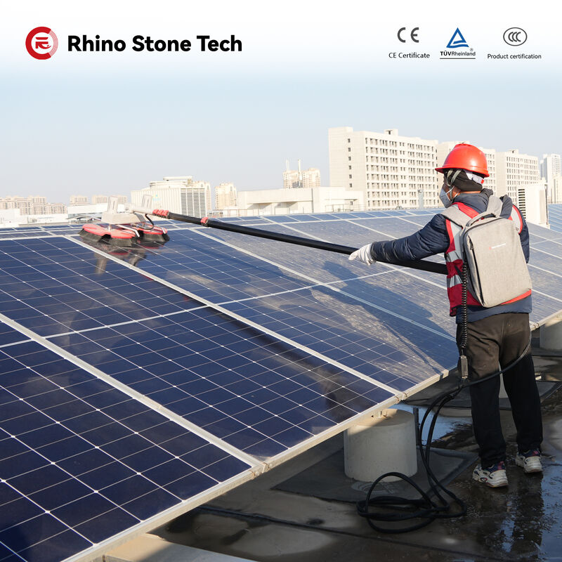 Flexible Battery Backpack Pair Balanced Disc Photovoltaic Panels Cleaning Brush Solar Power Dust Removal System Solution PV Array Deep Washing Cleaner