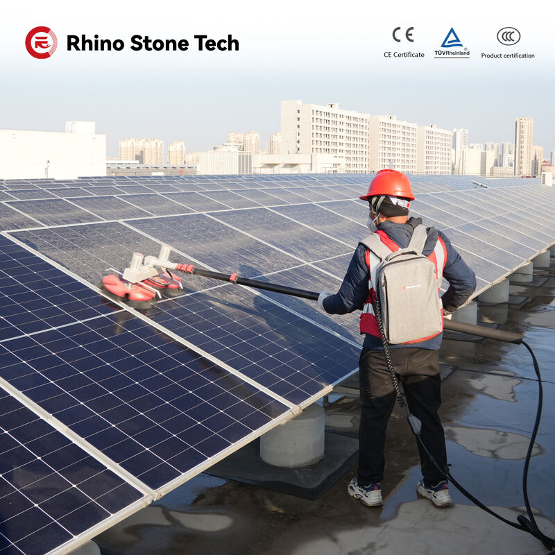 Brushless Motor Water Spray PV Cleaner Robot Equipment 3.6m 5.4m 7.5m Carbon Fiber Telescopic Rod Lithium Battery Solar Panel Cleaning Brush