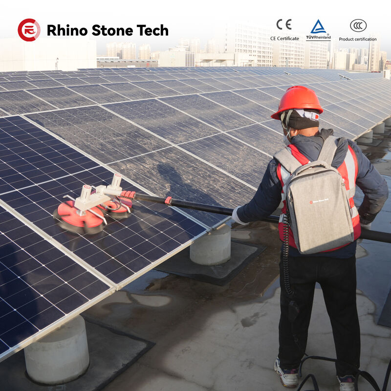 Flexible Battery Backpack Pair Balanced Disc Photovoltaic Panels Cleaning Brush Solar Power Dust Removal System Solution PV Array Deep Washing Cleaner