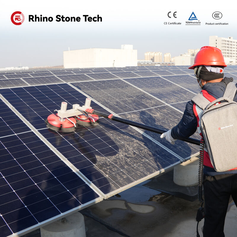 Flexible Battery Backpack Pair Balanced Disc Photovoltaic Panels Cleaning Brush Solar Power Dust Removal System Solution PV Array Deep Washing Cleaner