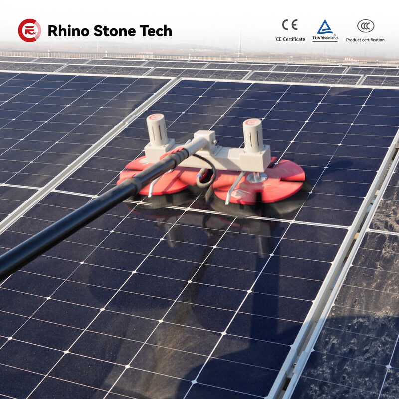 Carbon Fiber Telescopic Pole Solar Panel Cleaning Brush for Residential Rooftop Care Product Electric Roller Brush Handheld Anti-Dust Cleaner