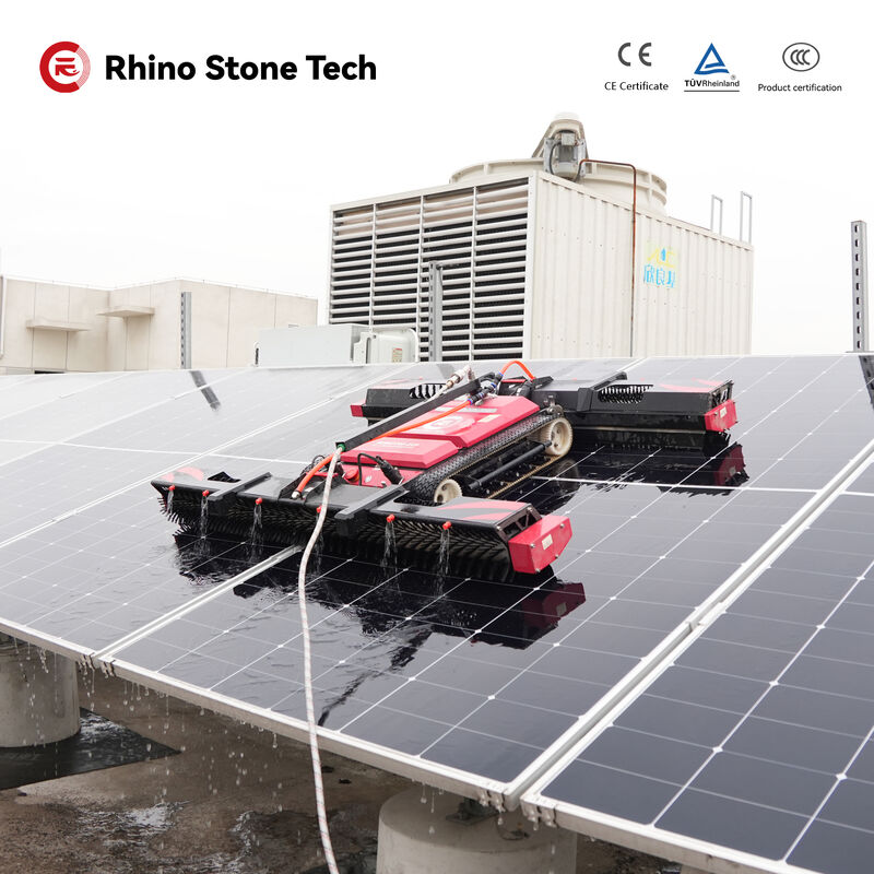 Remote-Controlled Tracked PV Cleaning Robot Double-Brush Solar Power Station Photovoltaic Panel Cleaning Equipment
