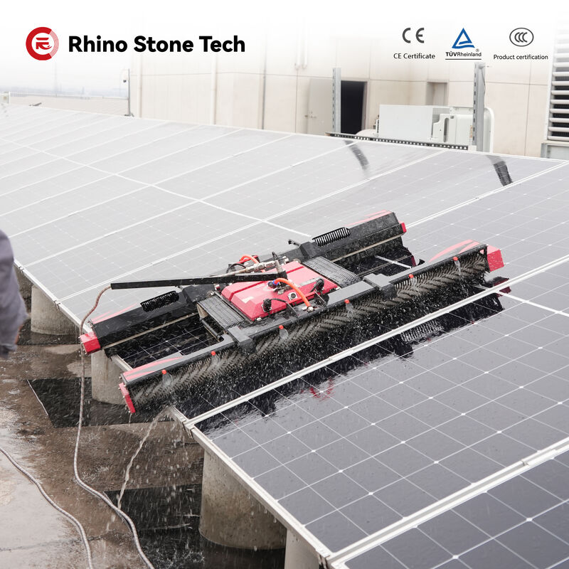Remote-Controlled Tracked PV Cleaning Robot Double-Brush Solar Power Station Photovoltaic Panel Cleaning Equipment