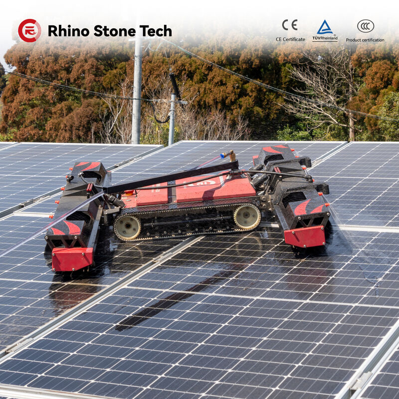 Rooftop Solar Panel Cleaning Robot Battery Powered Dry/Water Mode Photovoltaic Solar Cleaning Robot