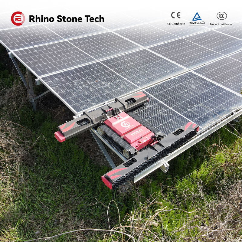 Rooftop Solar Panel Cleaning Robot Battery Powered Dry/Water Mode Photovoltaic Solar Cleaning Robot