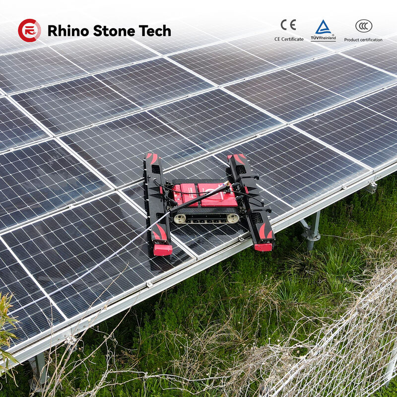 Rooftop Solar Panel Cleaning Robot Battery Powered Dry/Water Mode Photovoltaic Solar Cleaning Robot