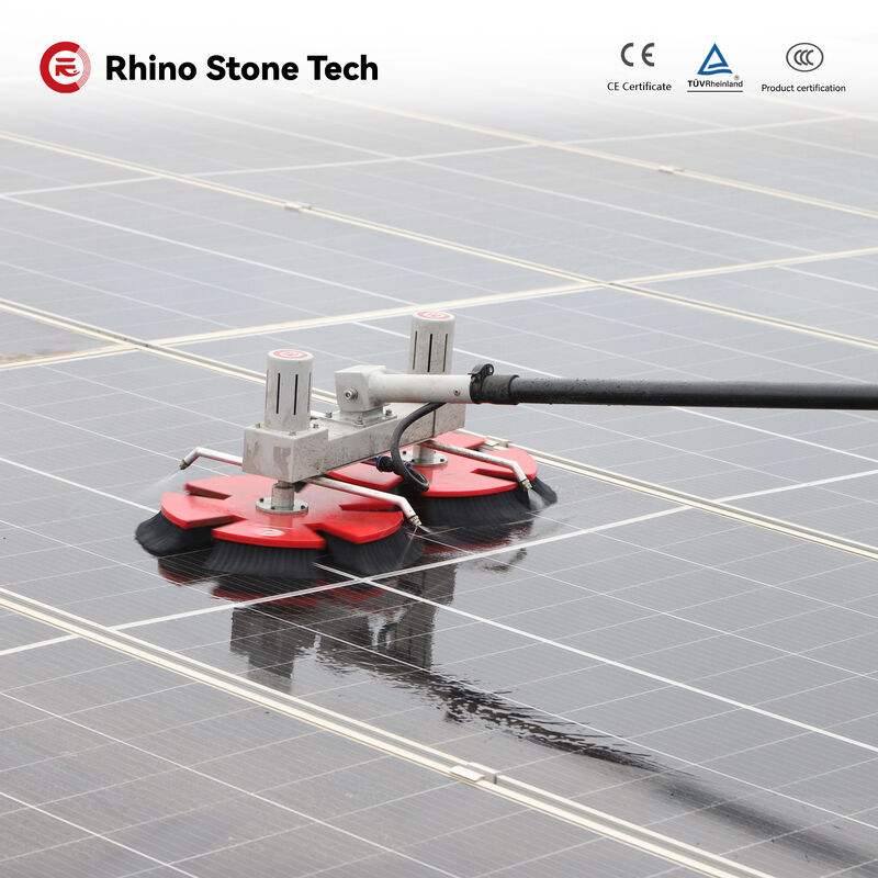 Solar Panel Rotating Brush Designed to Quickly Eliminate Obstinate Dust and Dirt Without Causing Damage to Glass Panels