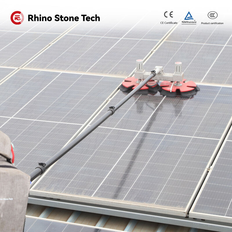 Solar Panel Rotating Brush Designed to Quickly Eliminate Obstinate Dust and Dirt Without Causing Damage to Glass Panels