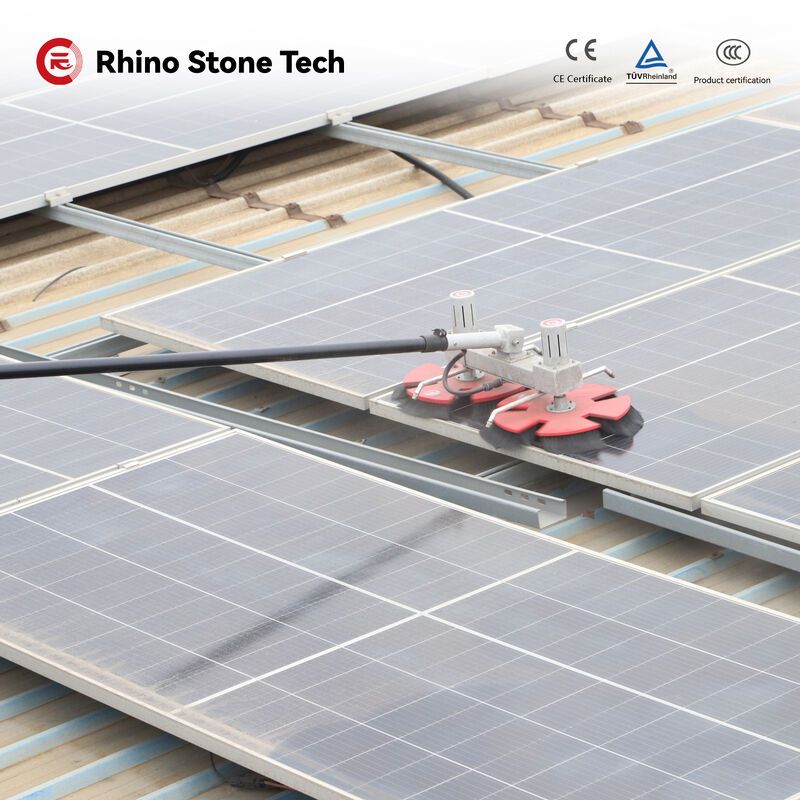 Solar Panel Rotating Brush Designed to Quickly Eliminate Obstinate Dust and Dirt Without Causing Damage to Glass Panels