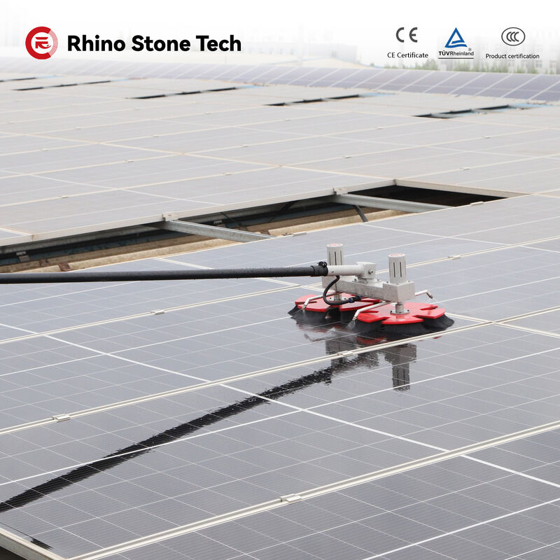 Factory Direct Solar Cleaning Equipment Electric Photovoltaic Panel Cleaning Brush Double Head Solar Panel Cleaning Brush with Telescopic Rod
