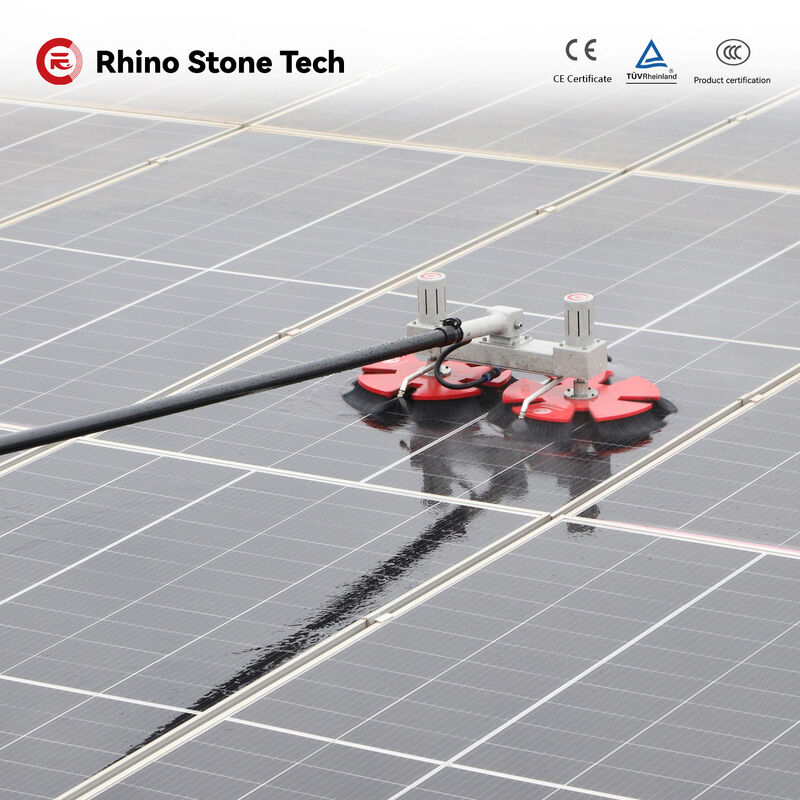 Factory Direct Solar Cleaning Equipment Electric Photovoltaic Panel Cleaning Brush Double Head Solar Panel Cleaning Brush with Telescopic Rod