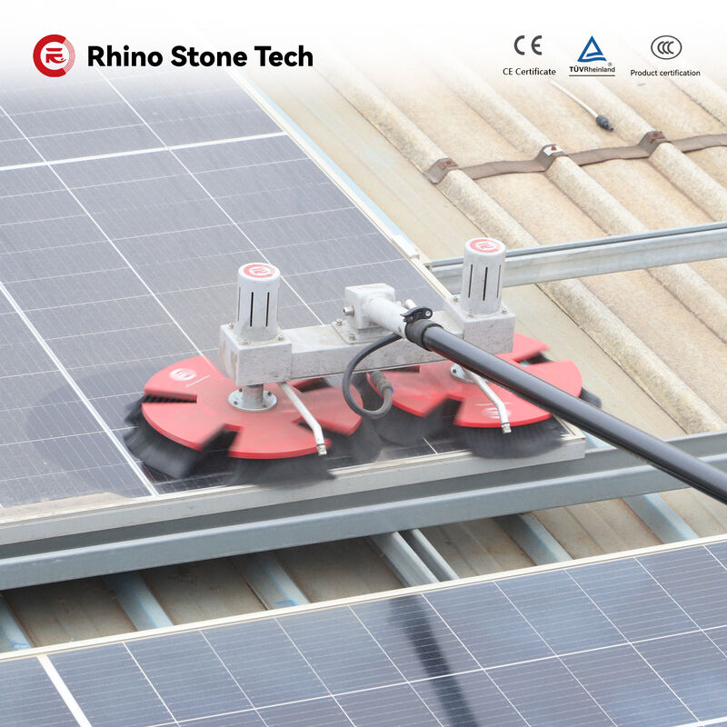 Solar Panel Rotating Brush with Dual Motor Balanced System and Anti Static Bristles for Rapid and Scratch Free Cleaning