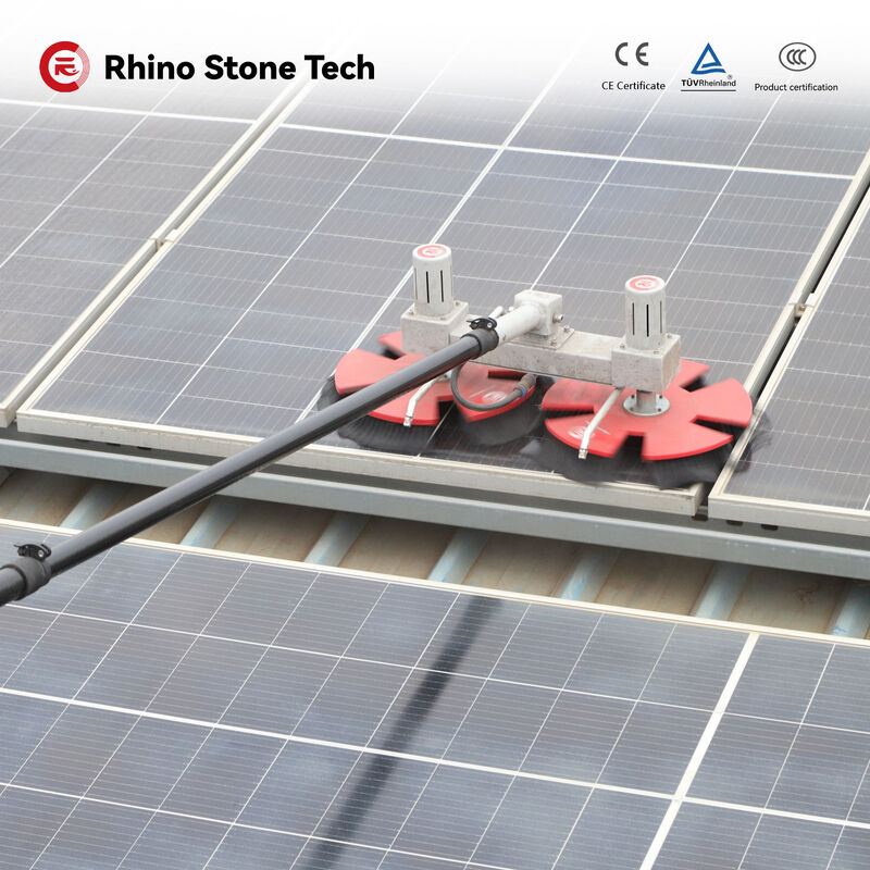 Solar Panel Rotating Brush with Dual Motor Balanced System and Anti Static Bristles for Rapid and Scratch Free Cleaning