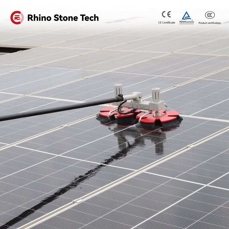 Solar Panel Rotating Brush with Dual Motor Balanced System and Anti Static Bristles for Rapid and Scratch Free Cleaning