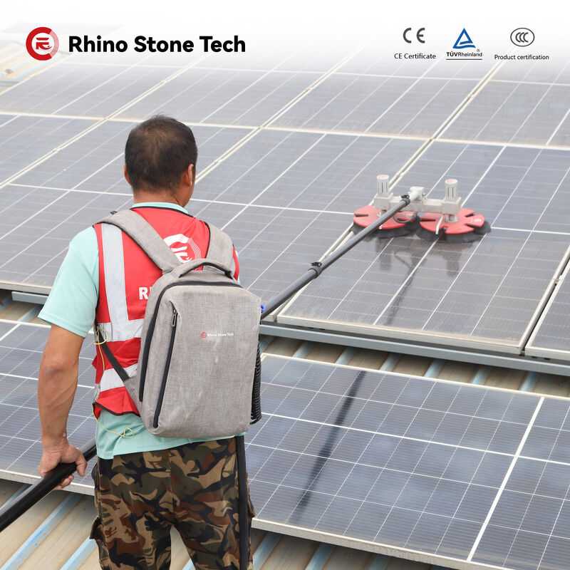 Solar Panel Rotating Brush Designed to Protect Photovoltaic Panels from Scratches While Removing Dust and Dirt Efficiently