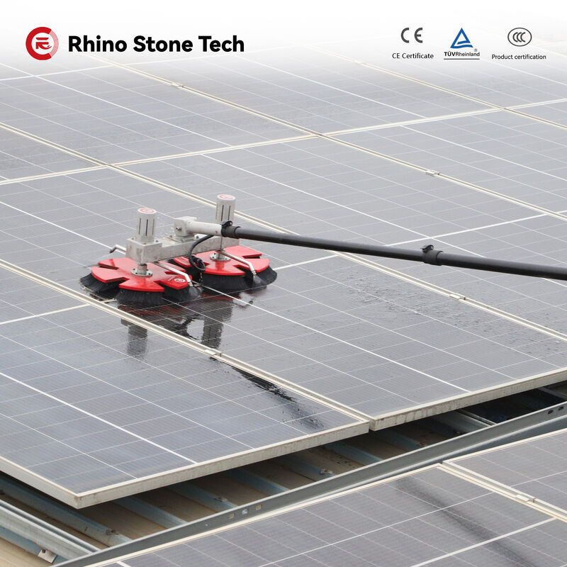 Solar Panel Rotating Brush Designed to Protect Photovoltaic Panels from Scratches While Removing Dust and Dirt Efficiently