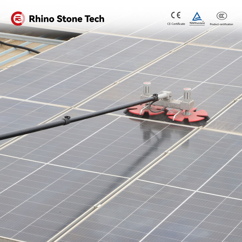 Dual-Disc Solar Panel Cleaning Brush with Carbon Fiber Telescopic Pole and 360 RPM Brushless Motor