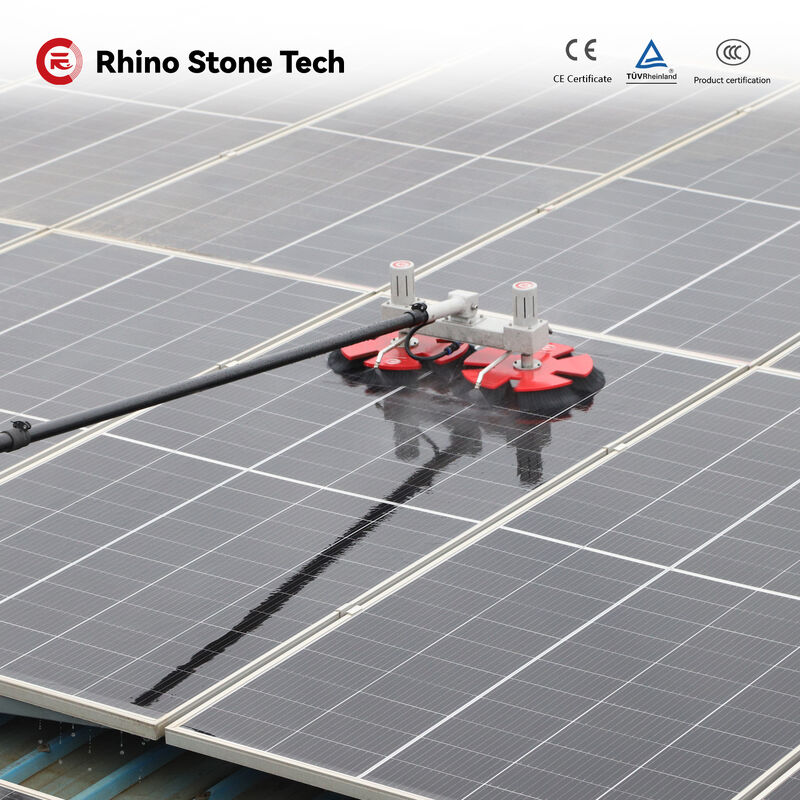 Dual-Disc Solar Panel Cleaning Brush with Carbon Fiber Telescopic Pole and 360 RPM Brushless Motor